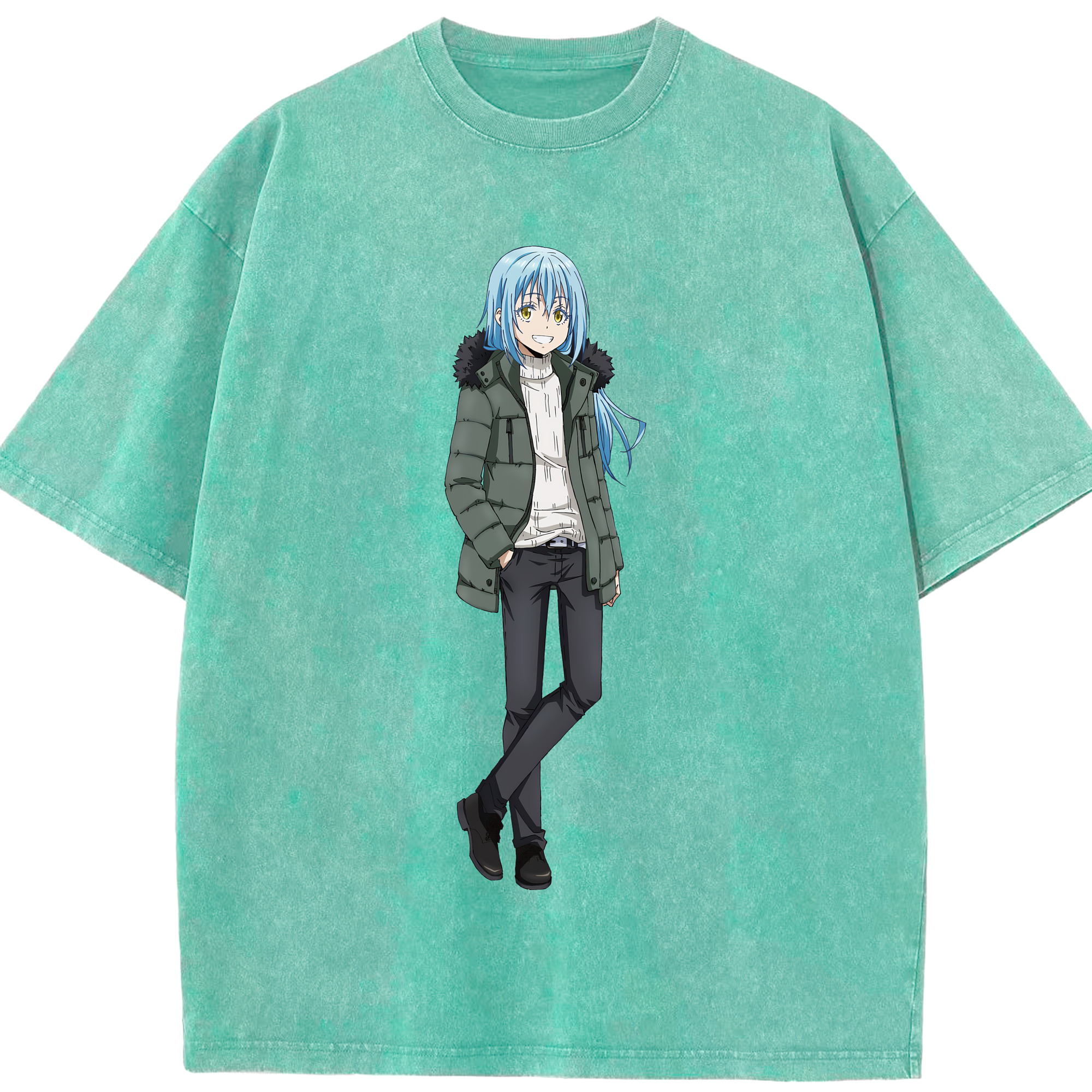 （画像用） 転スラ Regarding Reincarnated to Slime 綿100% ヴィンテージ風 半袖Tシャツ（フロントプリント）